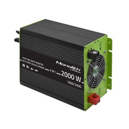 Qoltec Przetwornica Qoltec solarna Monolith 3w1 z funkcją ładowania AC | MPPT | UPS | ATS | 1000W | 2000W | 12V na 230V | Czysty Sinus