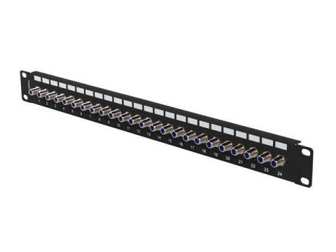 LANBERG Patch panel Lanberg 24 Port 1U 19" Gniazdo Typ F Beczka Czarny