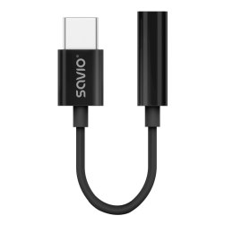 SAVIO Adapter audio Savio AK-74 USB-C Jack 3,5mm czarny