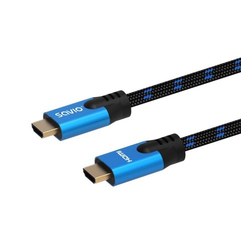 SAVIO Kabel HDMI v2.1 Savio CL-143 3m, 8K, OFC, niebiesko-czarny, złote końcówki