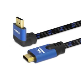 SAVIO Kabel HDMI v2.1 Savio CL-147 1,8m, 8K, kątowy, OFC, niebiesko-czarny, złote końcówki