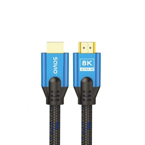 SAVIO Kabel HDMI v2.1 Savio CL-169 (M/M), 5m, 8K, miedź, niebiesko-czarny