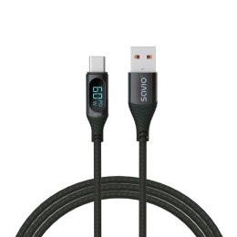 SAVIO Kabel USB SAVIO CL-172 USB do USB-C, z wyświetlaczem cyfrowym, 1m, czarny