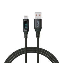 SAVIO Kabel USB SAVIO CL-173, USB do Lightning, z wyświetlaczem cyfrowym, 1m, czarny