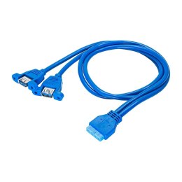 AKYGA Kabel adapter Akyga AK-CA-62 2x USB A 3.0 A (F) / USB 19 pin (F) 0,65m