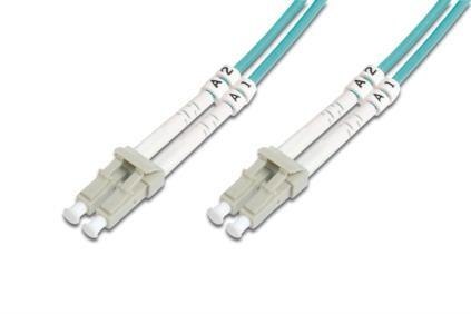 Digitus Kabel krosowy (patchcord) DIGITUS światłowodowy LC/LC, dplx, MM 50/125, OM3, LSOH, 1m, turkusowy