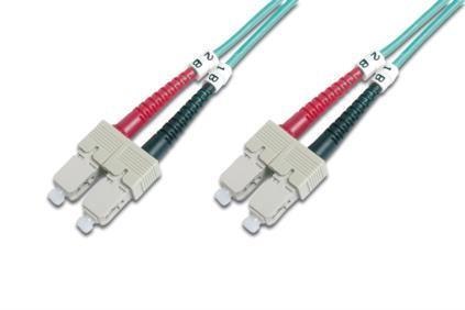 Digitus Kabel krosowy (patchcord) DIGITUS światłowodowy SC/SC, dplx, MM 50/125, OM3, LSOH, 1m, turkusowy