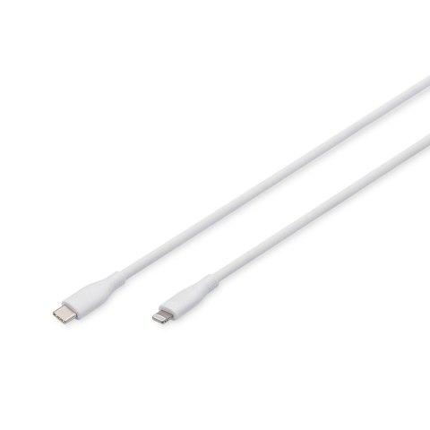 Digitus Kabel zasilający DIGITUS silikonowy USB-C - Lightning, USB 2.0 60W, certyfikat MFI, 1m biały