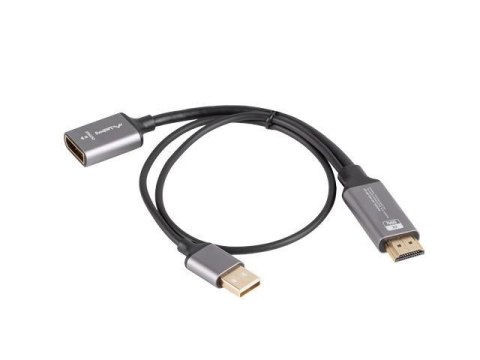 LANBERG Kabel adapter Lanberg HDMI (M) -> Displayport (F) 4K na kablu 20cm srebrny