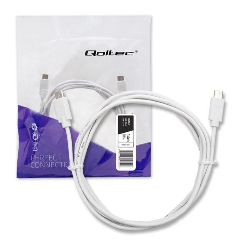 Qoltec Kabel USB Qoltec 2.0 typ C męski | USB 2.0 typ C męski | 1.4m | Biały