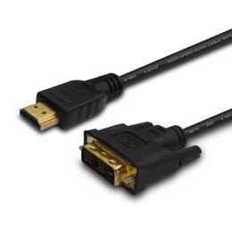 SAVIO Kabel HDMI Savio CL-10 19pin męski - DVI-D 18+1 męski 1,5m, czarny, złote koń