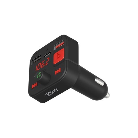 SAVIO Transmiter samochodowy FM SAVIO TR-15 z Bluetooth i ładowarką PD