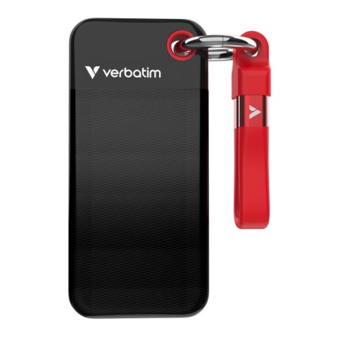 Verbatim Dysk SSD zewnętrzny Verbatim Pocket SSD 1TB USB-C 3.2 Gen 2 czarny/czerwony