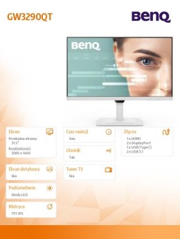 Benq Monitor 31.5 cala GW3290QT 2K 5ms/IPS/HDMI/75Hz