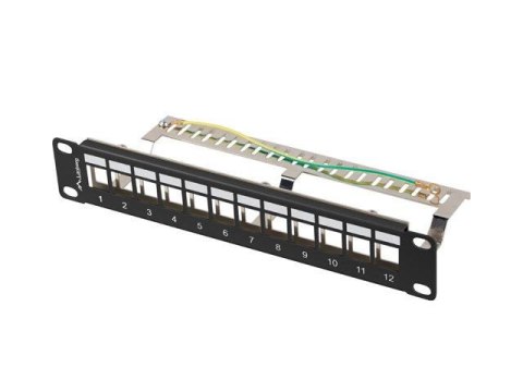 LANBERG Patch panel pusty Lanberg 12 Port 1U 10" FTP z organizerem do modułów Keystone czarny