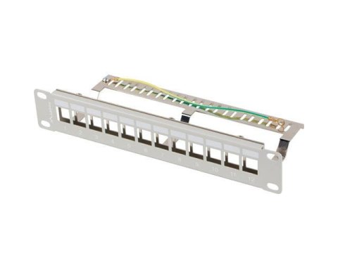 LANBERG Patch panel pusty Lanberg 12 Port 1U 10" FTP z organizerem do modułów Keystone szary