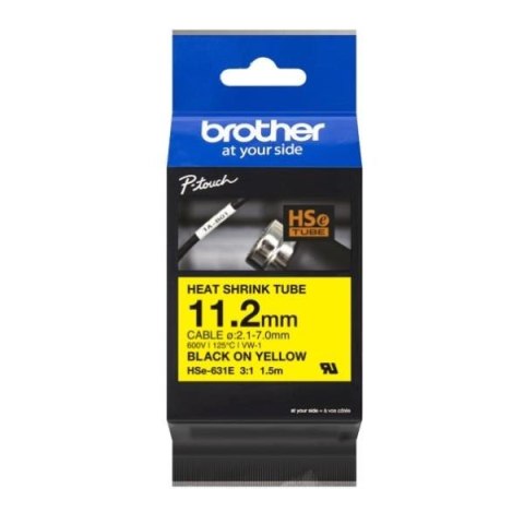 Brother Rurka termokurczliwa Brother P-Touch HSE-631E 11.2mm x 1.5m (HSE631E) - żółta, czarny nadruk