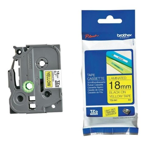 Brother Taśma Brother P-Touch TZe-641 18mm x 8m (TZE641) - żółta, czarny nadruk