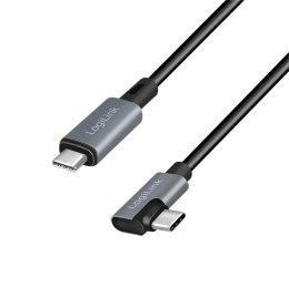 LogiLink Kabel USB 2.0 LogiLink CU0182 USB-C - USB-C, M/M, kątowy, czarno/szary, 1m