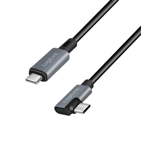 LogiLink Kabel USB 2.0 LogiLink CU0182 USB-C - USB-C, M/M, kątowy, czarno/szary, 1m