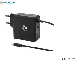 Manhattan Zasilacz sieciowy Manhattan Power Delivery 230V USB-C, 60W USB-A 5V, czarny