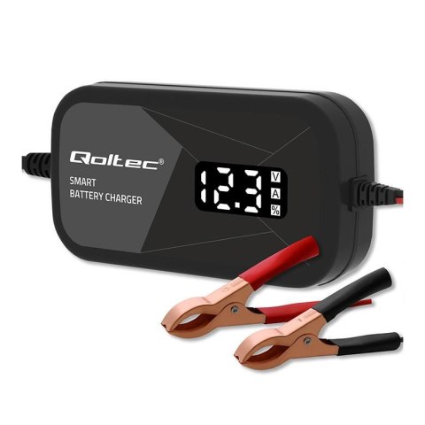 Qoltec Ładowarka inteligentna Qoltec mikroprocesorowa 12V | 2A | Prostownik do akumulatora AGM GEL | LCD