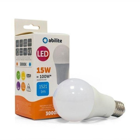 Abilite Żarówka LED Abilite klasyczna mleczna b.ciepła E27 15W/230V 1521lm A65