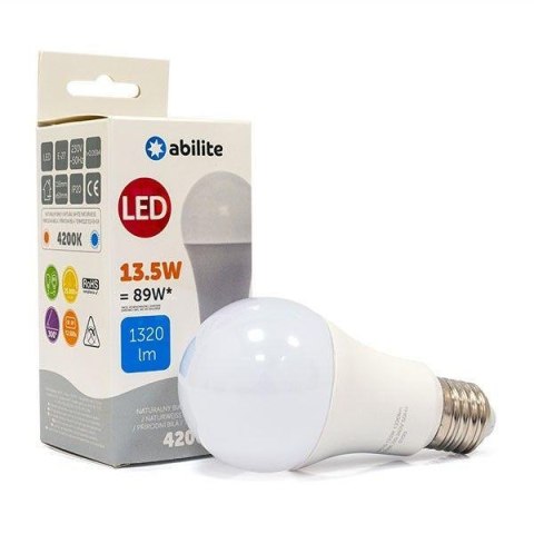 Abilite Żarówka LED Abilite klasyczna mleczna b.neutralna E27 13,5W/230V 1320lm A60
