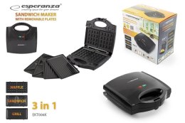 ESPERANZA Opiekacz do kanapek z wymiennymi płytami, czarny Esperanza 