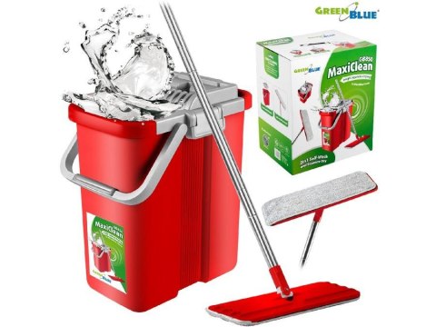 Greenblue Mop płaski Greenblue GB850 z wiadrem i wyciskaczem MaxiClean + dwa wkłady microfibra HQ, pojemność 8L
