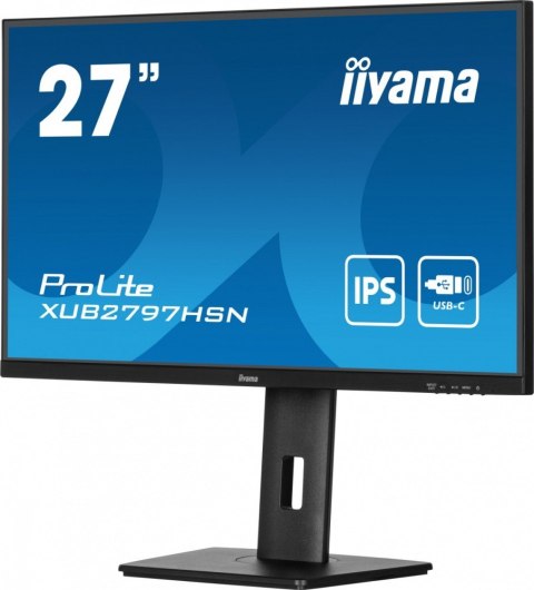 IIYAMA Monitor 27 cali XUB2797HSN-B2 IPS,FHD,USB-C Dock,HAS,300cd /5y/