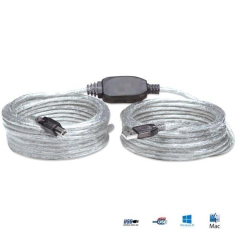 Manhattan Kabel Manhattan USB 2.0 A-B M/M, aktywny, 11m, srebrny