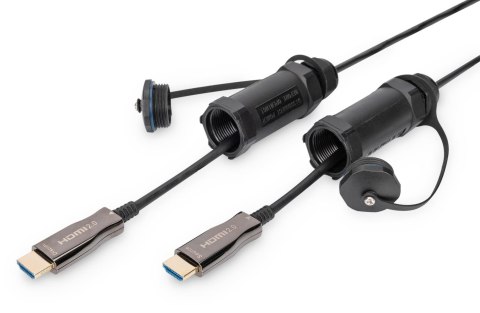 Digitus Kabel DIGITUS połączeniowy hybrydowy AOC IP68 wzmocniony HDMI 2.0 Premium High Speed 4K60Hz HDMI A/HDMI A M/M czarny 15m