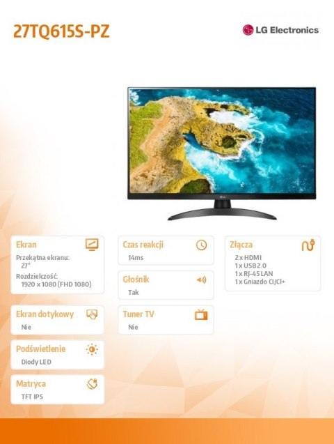 LG Electronics Monitor 27TQ615S-PZ 27 cali FHD IPS LED