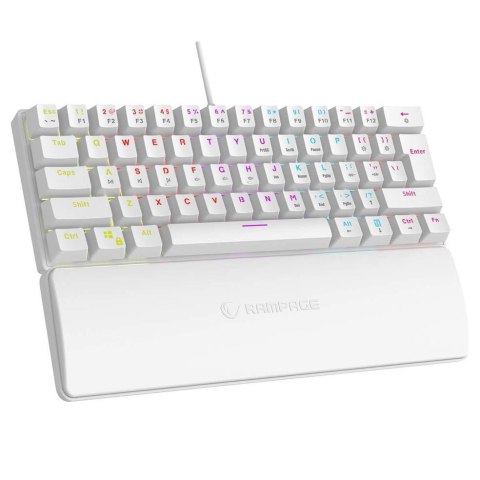Rampage Klawiatura przewodowa Rampage PLOWERK60 gamingowa mechaniczna Blue Switch Rainbow LED biała