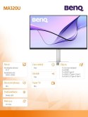 Benq Monitor 31.5 cala MA320U 4K LED 5ms/60Hz/IPS