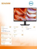 Dell Monitor SE2425HM 23.8 cala LED IPS/1920x1080/HDMI/VGA/3Y