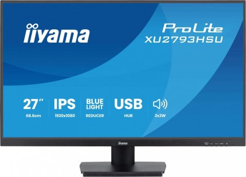 IIYAMA Monitor 27 cali XU2793HSU-B7 IPS.HDMI.DP.2x2W.1ms.100Hz.USBx2.300cd/m2.FlickerFree