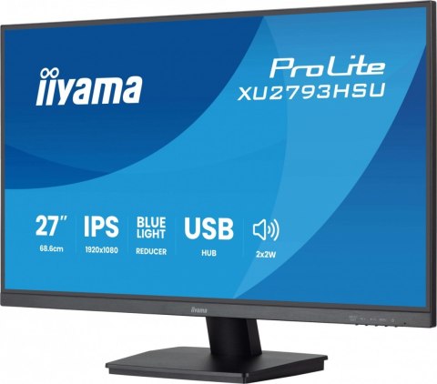 IIYAMA Monitor 27 cali XU2793HSU-B7 IPS.HDMI.DP.2x2W.1ms.100Hz.USBx2.300cd/m2.FlickerFree