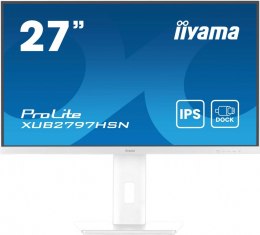 IIYAMA Monitor 27 cali XUB2797HSN-W2 IPS,FHD,USB-C Dock,HAS,300cd,1ms,sRGB99%,100Hz,HDMI,DP-out,USBx4,RJ45,2x2W/5y/