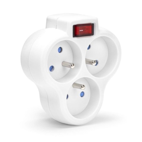 Montis Rozgałęźnik sieciowy MONTIS MT150-WH potrójny z wyłącznikiem biały