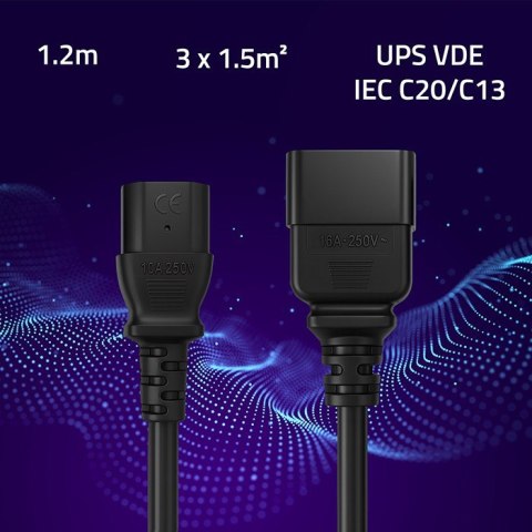 Qoltec Kabel zasilający do UPS | C20/C13 | 1.2m