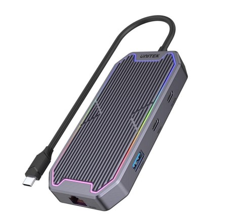 Unitek Hub USB-C Unitek D1029A, HDMI 2.0, RJ45, 3,5mm miniJack, PD 100W, 10Gbps
