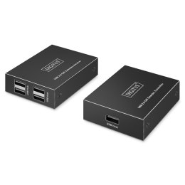 Digitus Przedłużacz/Extender DIGITUS USB 2.0 po skrętce kat.6 do 150m, 4x USB-A do 480Mbps, 1xRJ45 (Gigabit Ethernet) (zestaw)