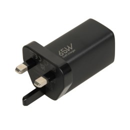 IBOX Ładowarka sieciowa GaN iBOX C-65 PD65W, USB-C, kabel USB-C wtyczka UK Black