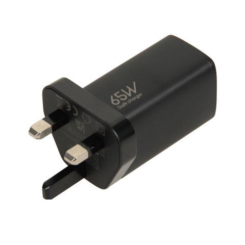 IBOX Ładowarka sieciowa GaN iBOX C-65 PD65W, USB-C, kabel USB-C wtyczka UK Black