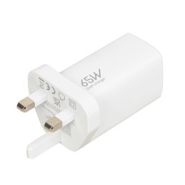 IBOX Ładowarka sieciowa GaN iBOX C-65 PD65W, USB-C, kabel USB-C wtyczka UK White