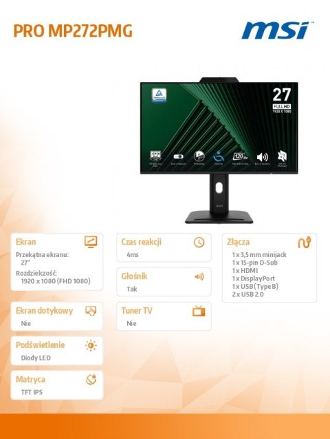 MSI PRO MP272PMG LED/FHD/Flat/120Hz/czarny