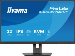 IIYAMA Monitor 32 cale XUB3297QSNP-B1 IPS,QHD,USB-C DOCK (95W), USB HUB 4x, KVM, RJ45, GW 5 LAT