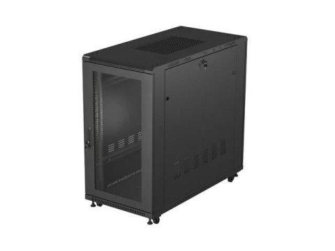 LANBERG Szafa instalacyjna Rack stojąca 19" 22U 600x1200 czarna drzwi szklane LCD Lanbeg (flat pack)